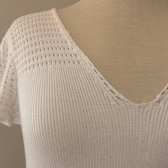 Lauren Ralph Lauren White Knit V-Neck Midi Dress - Picture 3 of 8